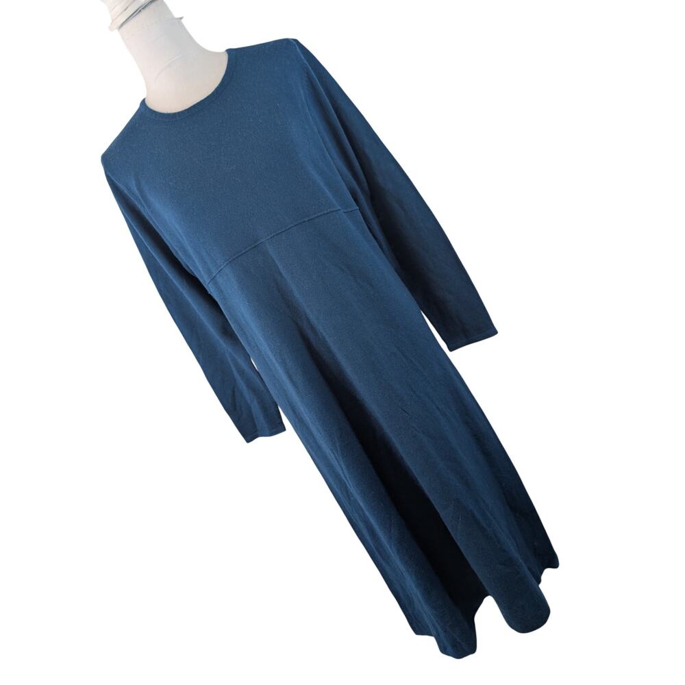 NWOT! DIALOGUE! GORGEOUS BLUE KNIT PRINCESS CUT MERINO WOOL+ SWEATER DRESS! SZ M